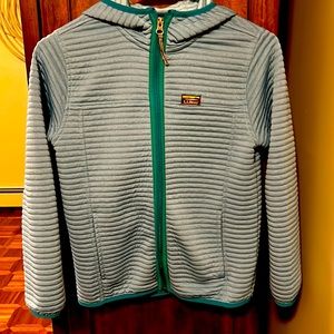 Kids LL Bean airlight full zip hoodie; teal; size 10-12